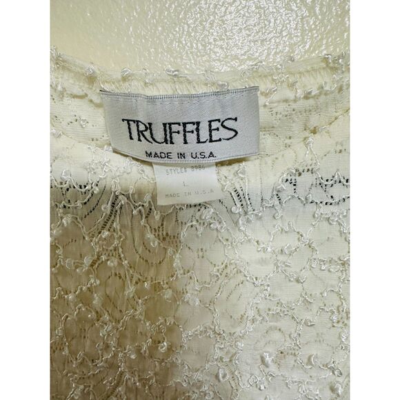 Truffles Women's Stretchy Textured Short Sleeve Top Size L - Picture 3 of 4